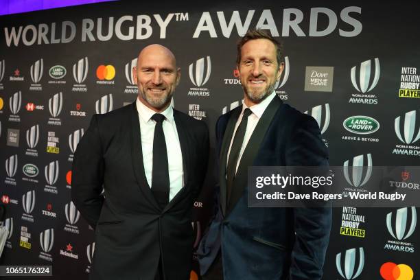 Lawrence Dallaglio and Will Greenwood attend the World Rugby via Getty Images Awards 2018 at the Monte-Carlo Sporting Club on November 25, 2018 in...