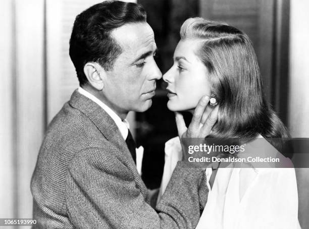 Actress Lauren Bacall and Humphrey Bogart in a scene from the movie"Dark Passage"