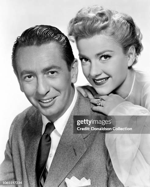 Actress Anne Baxter and Macdonald Carey in a scene from the movie"My Wife's Best Friend"