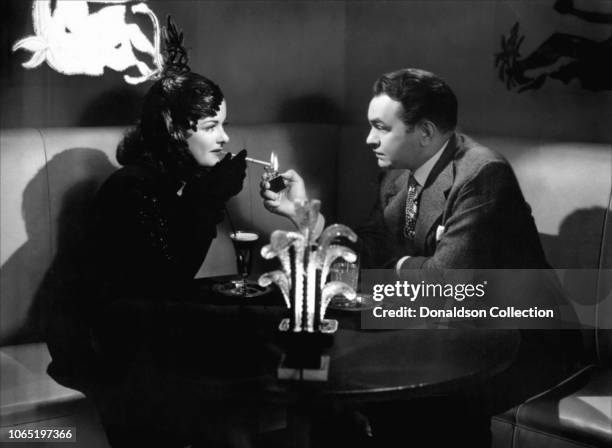 Actress Joan Bennett and Edward G. Robinson in a scene from the movie "The Woman in the Window"