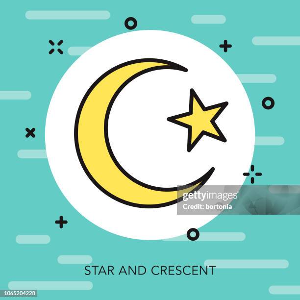 star & crescent thin line turkey icon - prayer circle stock illustrations
