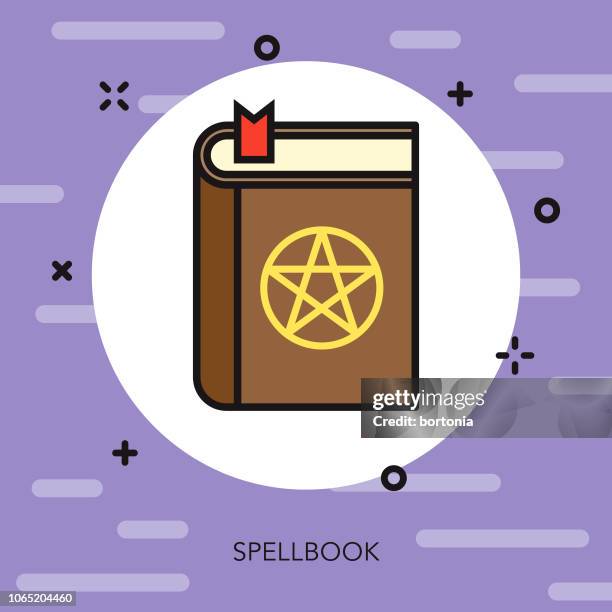 spellbook thin line fantasy & rpg icon - role playing stock illustrations