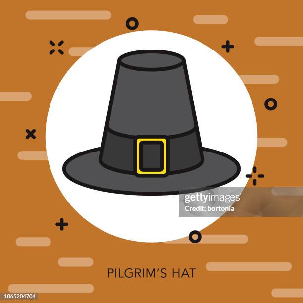 pilgrim's hat thin line autumn icon - pilgrim hat stock illustrations