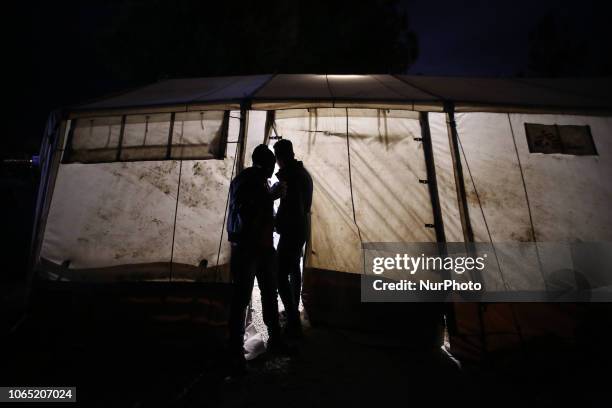 Refugees spending the night in the makeshift camp of Idomeni as they are stranded in Greece. Idomeni is the passage point between Greece and FYROM...