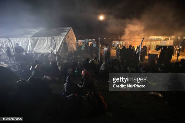 Refugees spending the night in the makeshift camp of Idomeni as they are stranded in Greece. Idomeni is the passage point between Greece and FYROM...