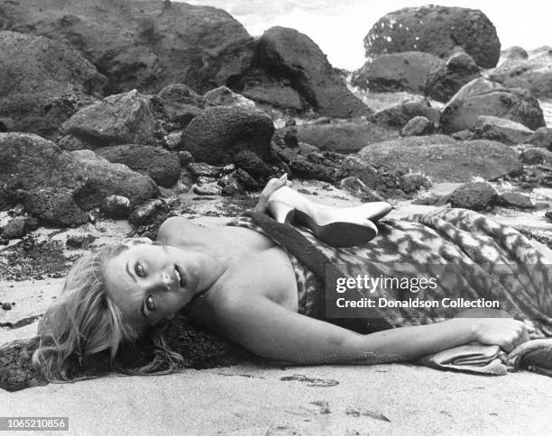 Actress Barbara Bouchet in a scene from the movie "In Harm's Way"