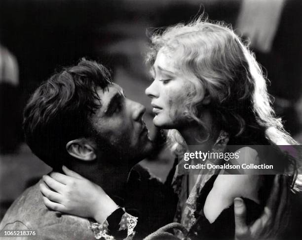 Actress Dolores Costello and George O'Brien in a scene from the movie "Noah's Ark"