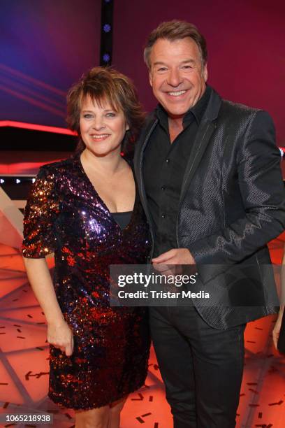 Nicki, Patrick Lindner during the tv show 'Die Schlager des Jahres' at Congress Centrum on November 23, 2018 in Suhl, Germany.