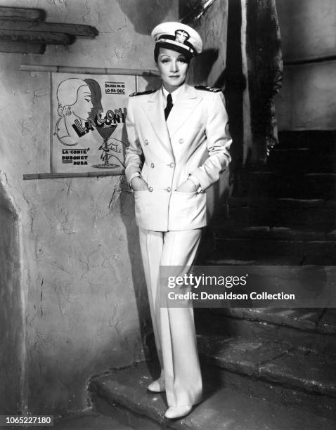 Actress Marlene Dietrich in a scene from the movie "Seven Sinners"