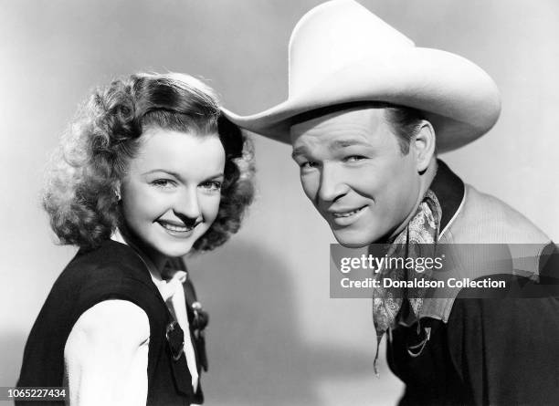 Actress Dale Evans and Roy Rogers in a scene from the movie "The Yellow Rose of Texas"