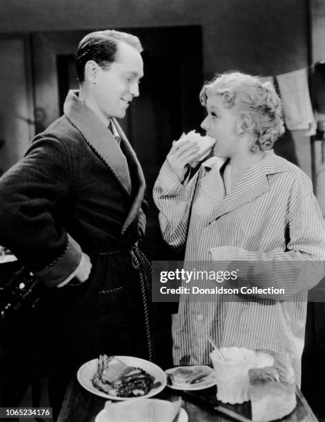 Actress Jean Harlow and Franchot Tone in a scene from the movie "Suzy"