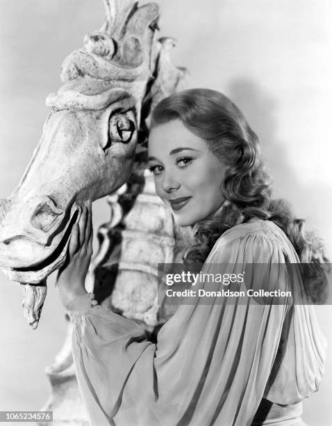 Actress Glynis Johns in a scene from the movie "Miranda"