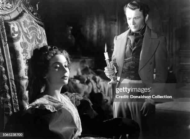 Actress Valerie Hobson and John Mills in a scene from the movie "Great Expectations"