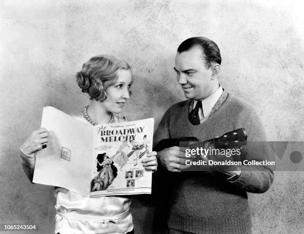 Actress Bessie Love and Cliff Edwards in a scene from the movie "The Broadway Melody"