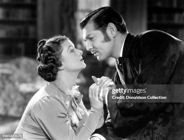 Actress Myrna Loy and Clark Gable in a scene from the movie "Parnell"