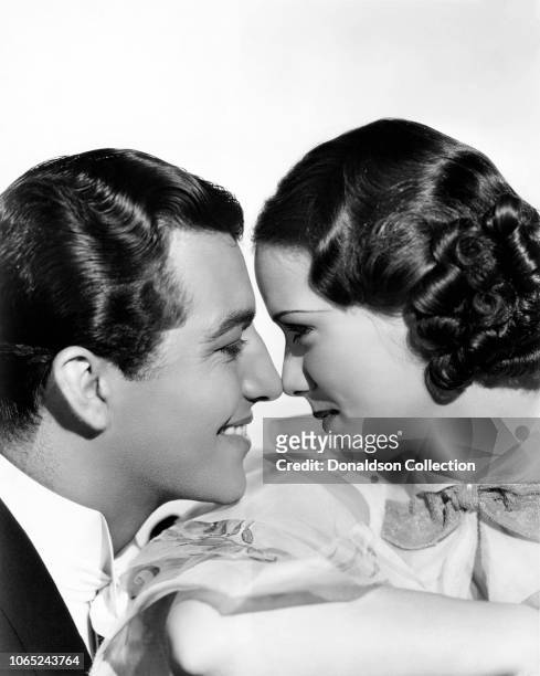 Actress Eleanor Powell and Robert Taylor in a scene from the movie "Broadway Melody of 1936"