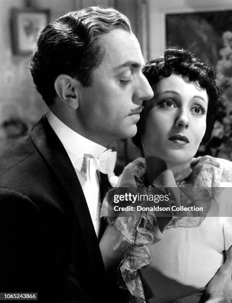 Actress Luise Rainer and William Powell in a scene from the movie "The Great Ziegfeld"