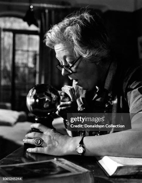 Actress Margaret Rutherford in a scene from the movie "Blithe Spirit"