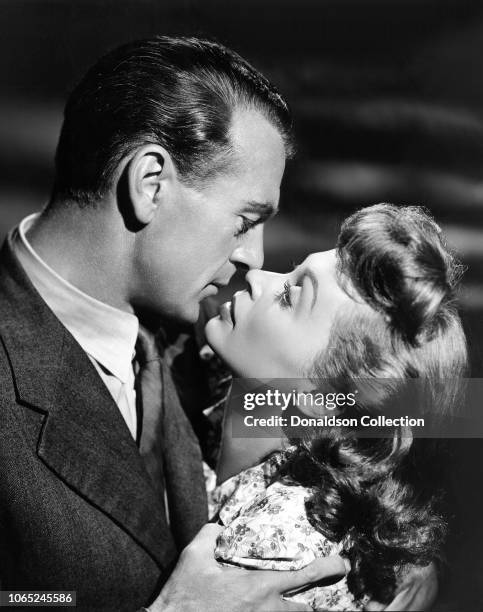 Actress Lilli Palmer and Gary Cooper in a scene from the movie "Cloak and Dagger"