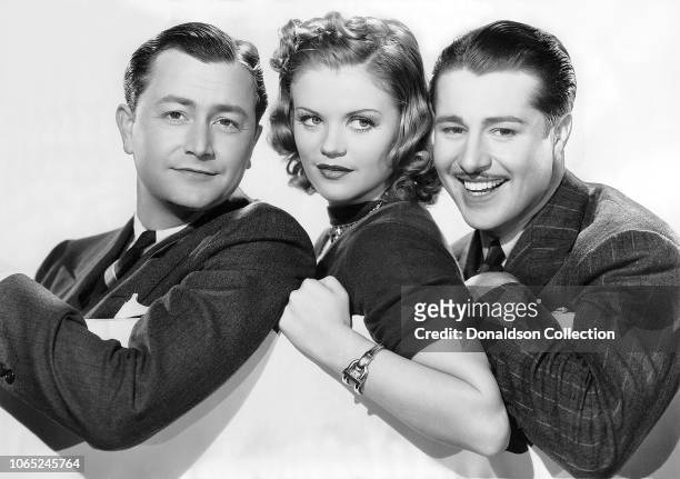 Actress Simone Simon, Don Ameche and Robert Young in a scene from the movie "Josette"