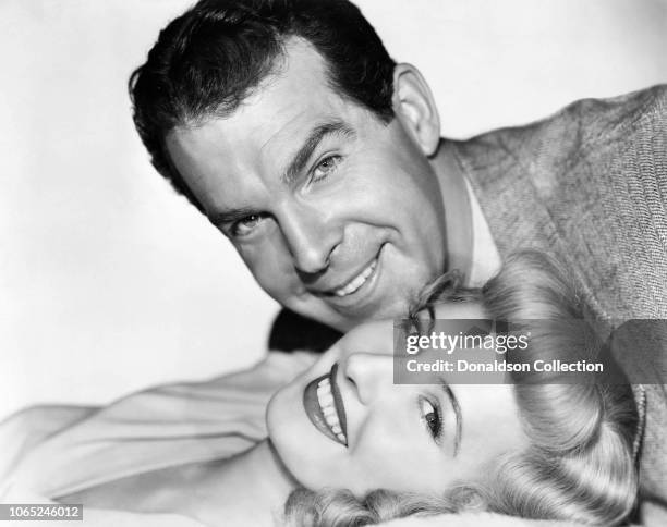 Actress Barbara Stanwyck and Fred MacMurray in a scene from the movie "Double Indemnity"