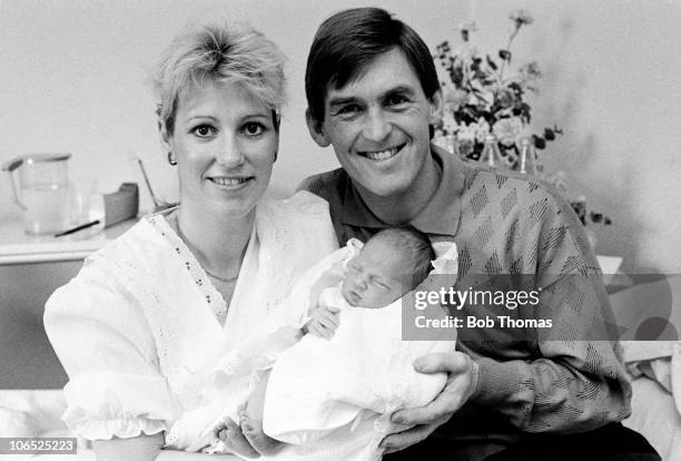 Kenny Dalglish, Liverpool manager, with his wife Marina and their new daughter Lauren in February 1988.