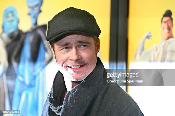 Actor Brad Pitt attends the premiere of "Megamind" at AMC Lincoln Square Theater on November 3, 2010 in New York City.