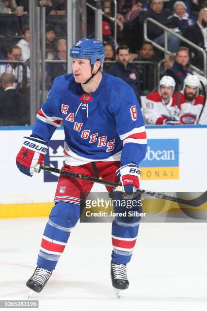 Cody McLeod of the New York Rangers skates against the Montreal Canadiens at Madison Square Garden on November 6, 2018 in New York City. The New York...