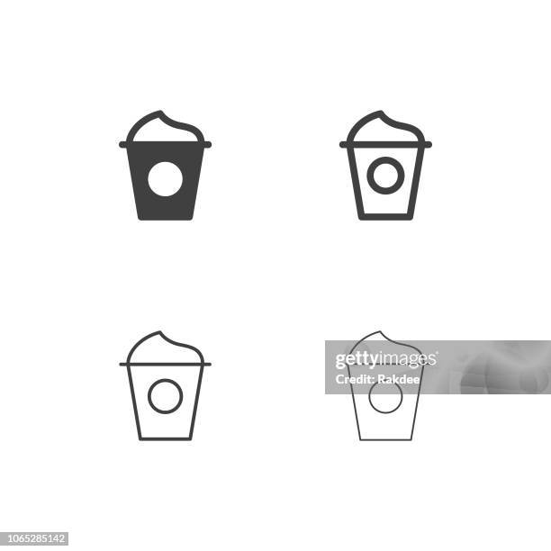 ice cream yogurt icons - multi series - yoghurt pot stock illustrations