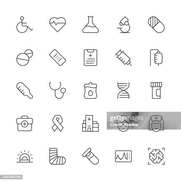 healthcare and medical icons - thin line series - saline drip stock illustrations