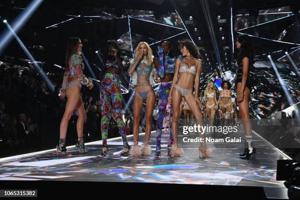 Models walk the runway during the 2018 Victoria's Secret Fashion Show at Pier 94 on November 08, 2018 in New York City.