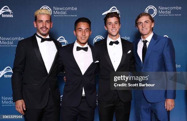 Alex Bolt, Rinky Hijikata, Andrew Harris and Max Purcell pose ahead of the Newcombe Medal at Crown Entertainment Complex on November 26, 2018 in...