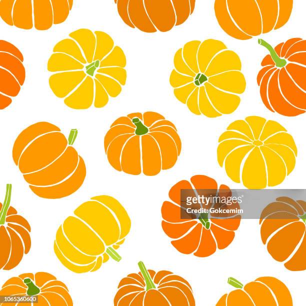 nahtlose muster kürbisse, thanksgiving-hintergrund - pumpkin stock-grafiken, -clipart, -cartoons und -symbole