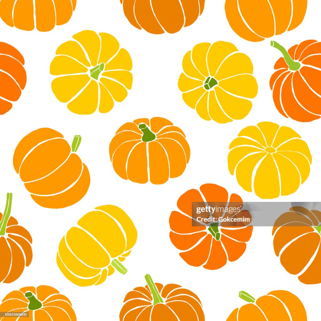 Pumpkins Seamless Pattern, Thanksgiving Background