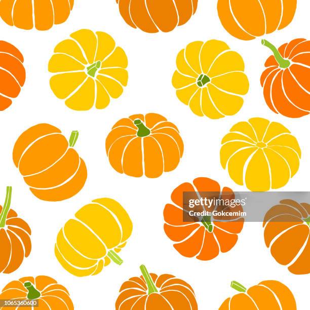 pumpkins seamless pattern, thanksgiving background - pumpkin stock illustrations