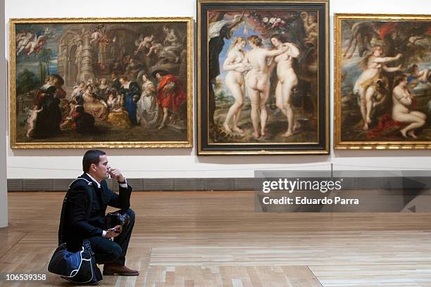 Journalists attend the press for the exhibition 'Rubens' at El Prado Museum on November 4, 2010 in Madrid, Spain.