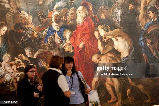 Journalists attend the press for the exhibition 'Rubens' at El Prado Museum on November 4, 2010 in Madrid, Spain.