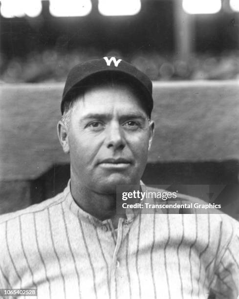 Canadian baseball manager George Gibson , of the Washington Senators, as he poses before a game at Griffith Stadium, Washington DC, 1924.