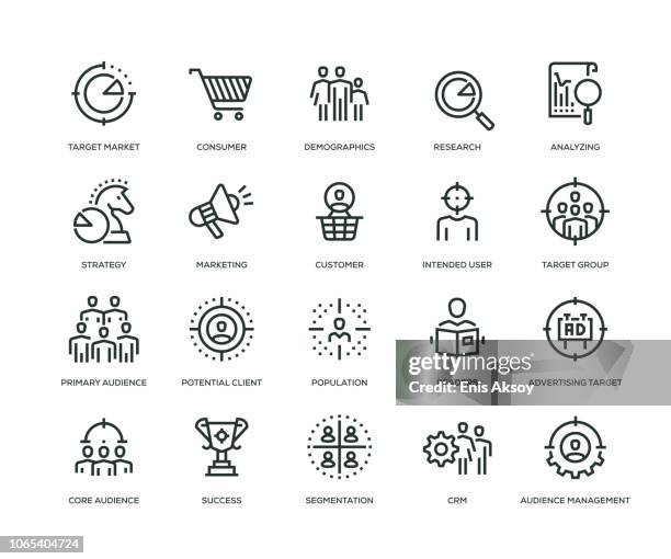 target audience icons - line series - megaphone icon stock illustrations