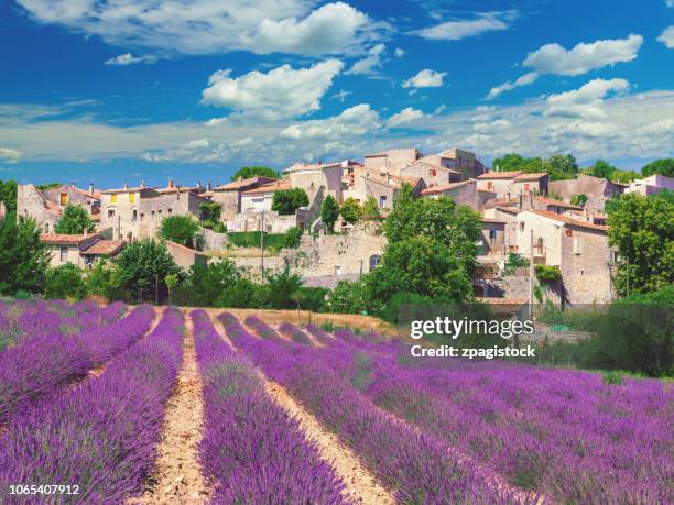 town of cereste in provence, france - vaucluse stock pictures, royalty-free photos & images