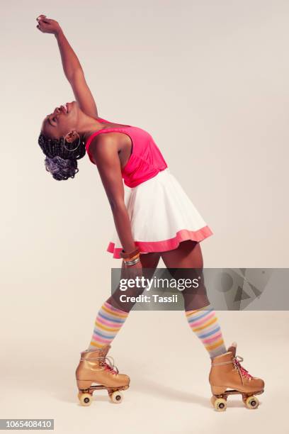 roller dancing diva - roller derby stock pictures, royalty-free photos & images