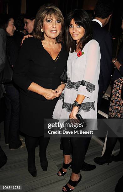 Eve Pollard and Claudia Winkleman attend an after party for the UK Jewish Film Festival Opening Night film 'The Debt' at Sake No Hana on November 4,...