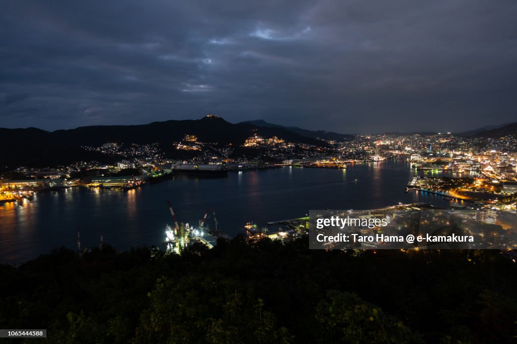 Nagasaki city and harbor in the night