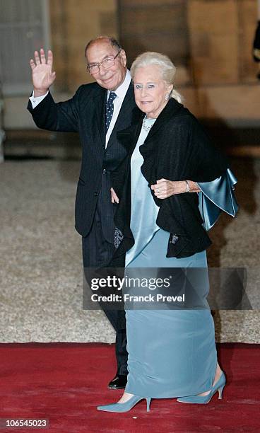 Serge Dassault and his wife arrive to attend a state dinner honouring visiting Chinese President Hu Jintao at Elysee Palace on November 4, 2010 in...