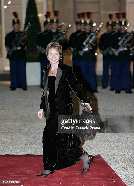 Laurence Parisot, leader of the French employer's union, MEDEF arrives to attend a state dinner honouring visiting Chinese President Hu Jintao at...