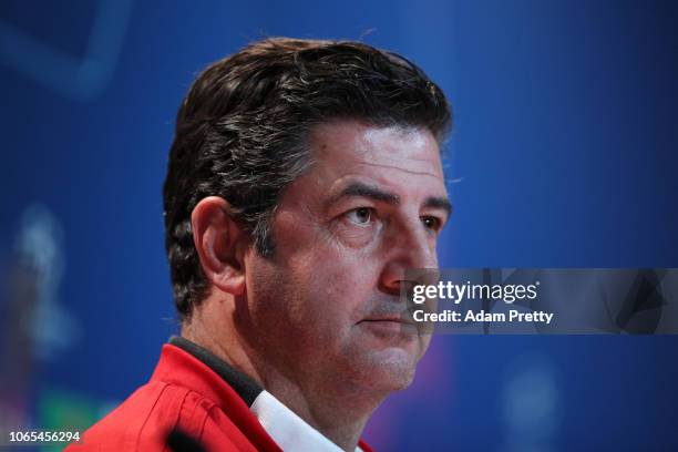 Rui Vitoria, Manager of Benfica attends a SL Benfica press conference at Fussball Arena Muenchen on November 26, 2018 in Munich, Germany.