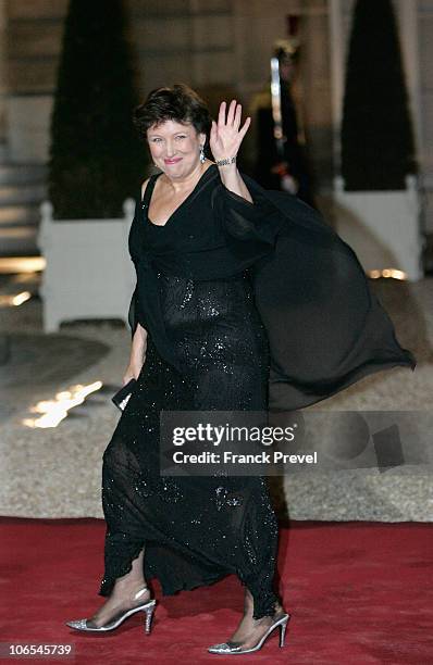 French Health Minister Roselyne Bachelot arrives to attend a state dinner honouring visiting Chinese President Hu Jintao at Elysee Palace on November...