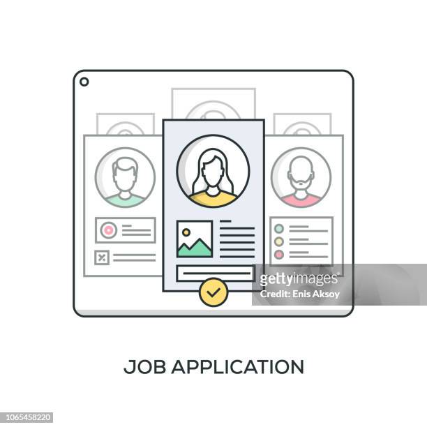 ilustraciones, imágenes clip art, dibujos animados e iconos de stock de trabajo aplicación banner - job search