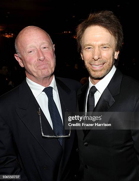 Producer/director Tony Scott and producer Jerry Bruckheimer attend the BAFTA Los Angeles 2010 Britannia Awards held at the Hyatt Regency Century...