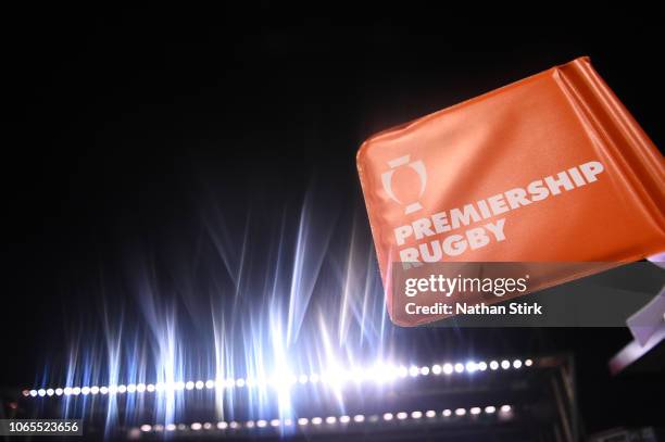 General view of the Premier League Rugby Flag before the Premiership Rugby Cup match between Leicester Tigers and Sale Sharks at Welford Road on...